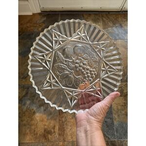 Vintage Federal Glass Pioneer Intaglio Pattern Ruffled Edge Bowl Fruit Center‎